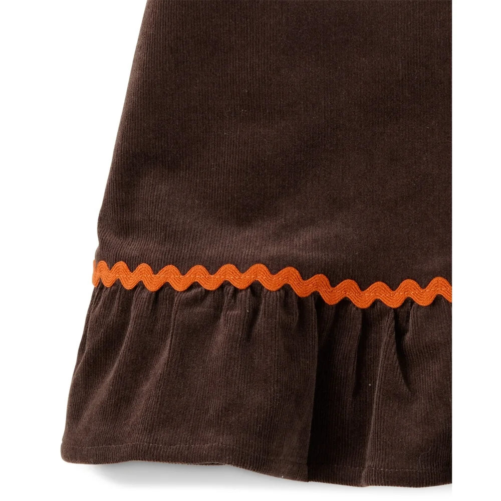 Gymboree Corduroy Embroidered Turkey Thanksgiving Overalls Dress Size 12 NEW